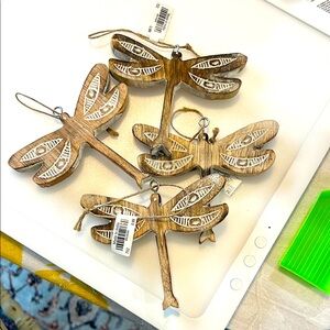 Rustic Brown Dragonfly Christmas Ornaments